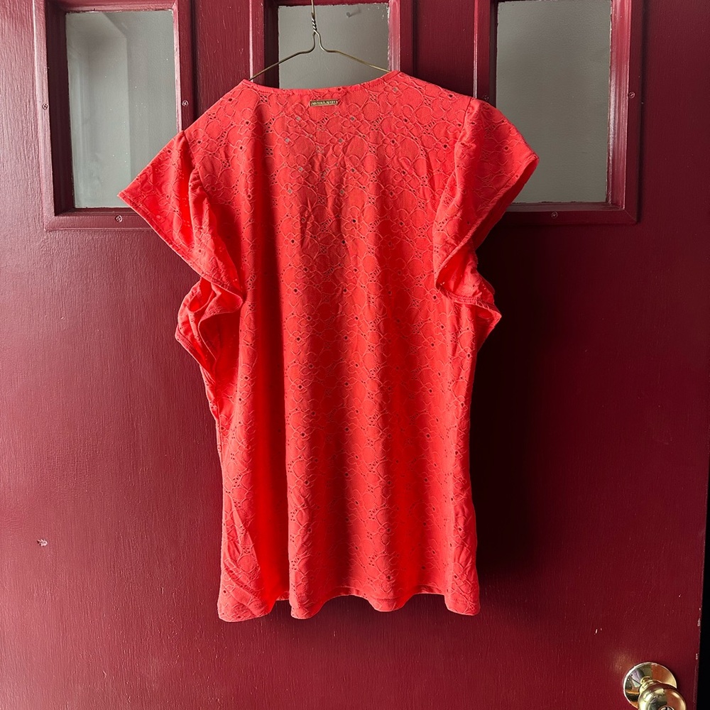 Michael Kors Red Lace V-Neck Blouse - Picture 5 of 7